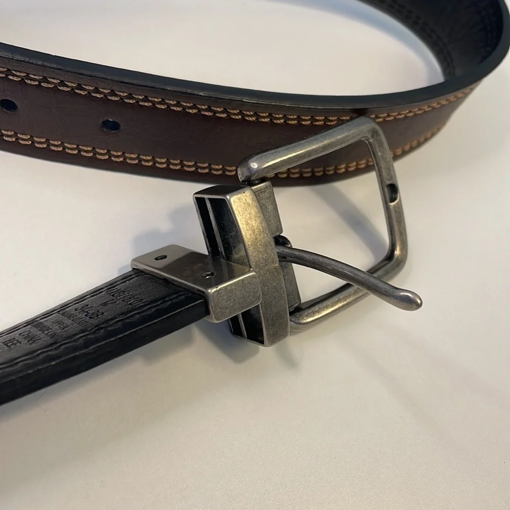 Brown & Black Double Sided Leather Dress Belt